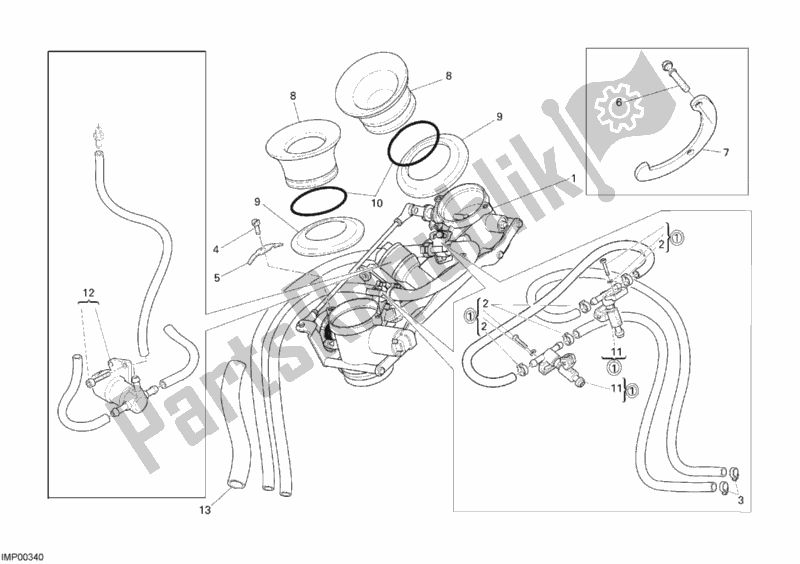 Tutte le parti per il Corpo Farfallato del Ducati Monster S4 RS Tricolore 998 2008